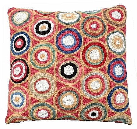 Red Pennies Hooked Decorative Pillow