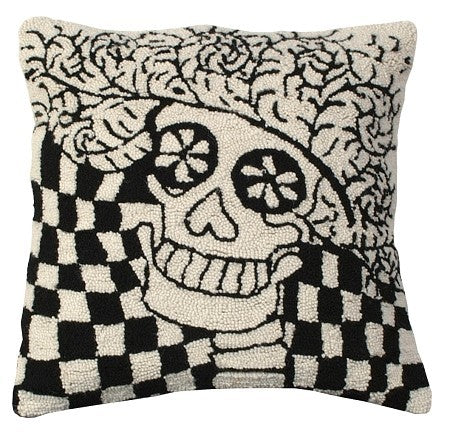 Day of the Dead #2 18&quot;x18&quot; Hooked Pillow Wool