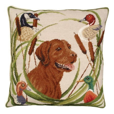 Sporting Chocolate Lab Decorative Pillow