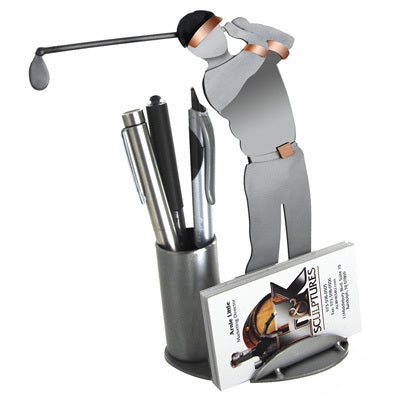 Golfer Driving Business Card Holder