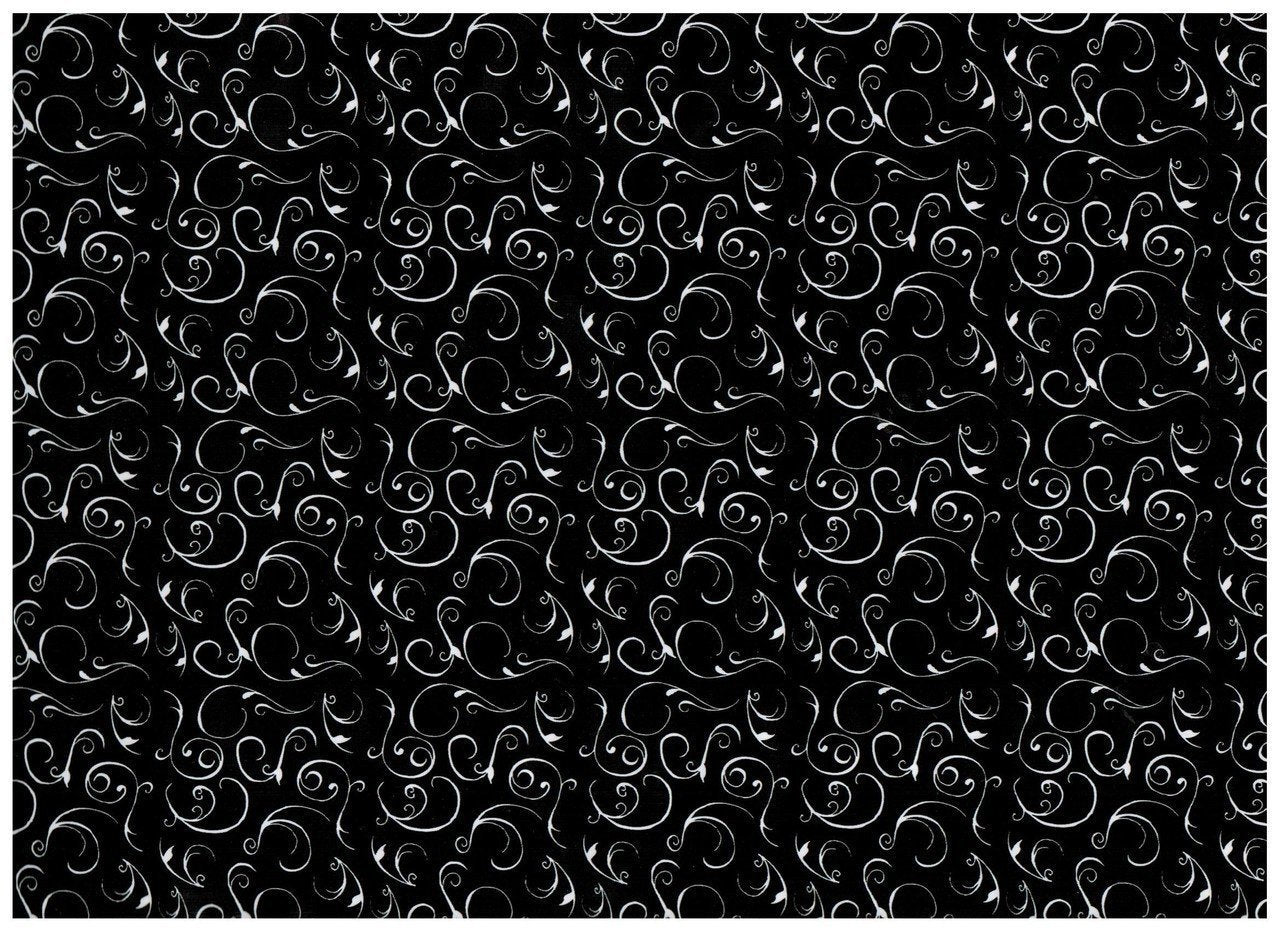 White on Black Silhouette Swirl Contact Paper