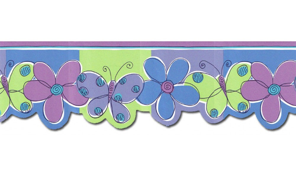 Butterfly Flower JFM2801DB Wallpaper Border