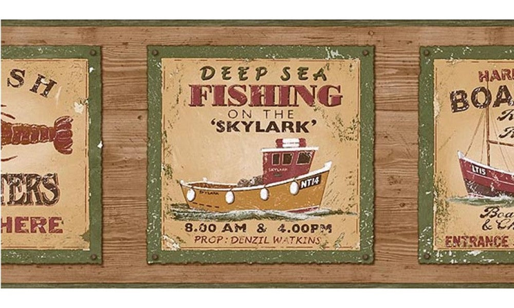 Fishing on the Skylark PB58046B Wallpaper Border