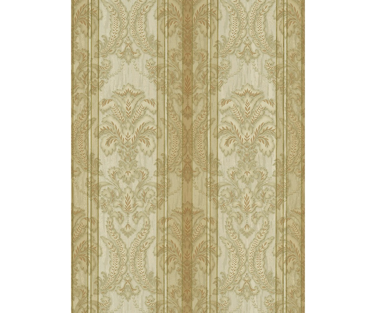 Ornated Floral Damask Stripes Gold 5781-30 Wallpaper