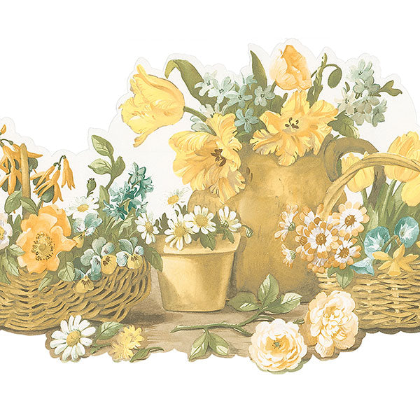 Yellow Flower Pots FK78466DC Wallpaper Border