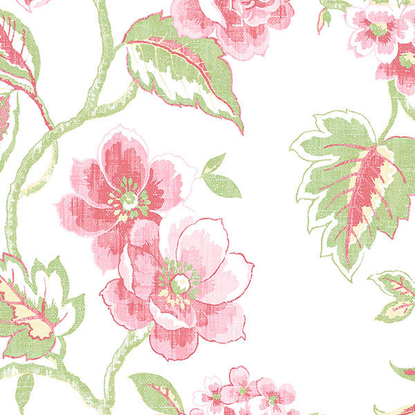 Pink Green Abby Floral AB42436 Wallpaper