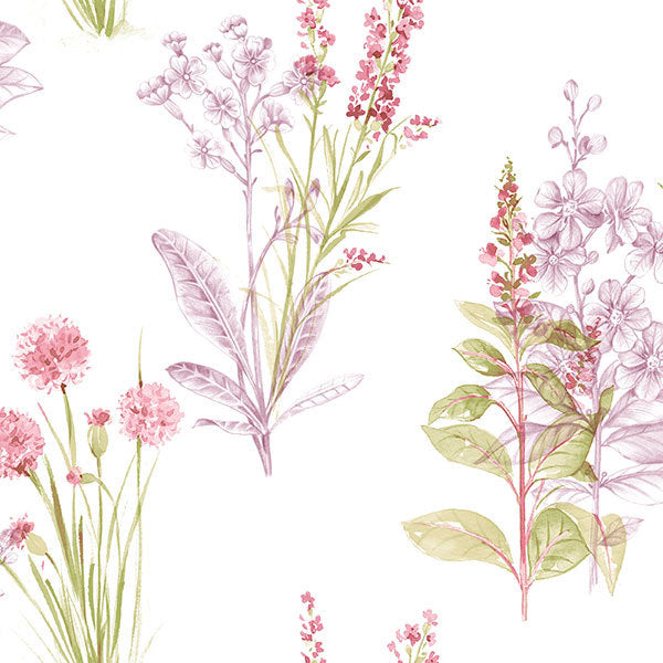 Purple Pink Floral Toile AB42444 Wallpaper