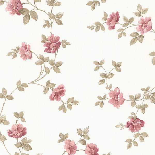 Pink Brown Large Floral Vine CN24642 Wallpaper