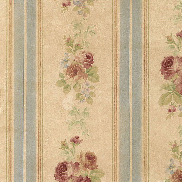 Blue Floral Stripe CN26573 Wallpaper