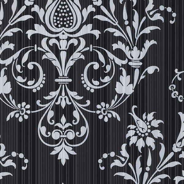 Black White Royal Damask CS27361 Wallpaper