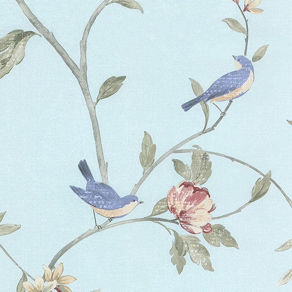 Light Blue Floral Toile HM26329 Wallpaper