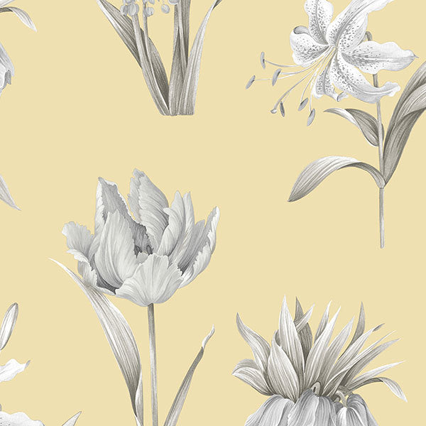 Grey Yellow Paradise Floral PA34235 Wallpaper