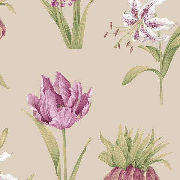 Purple Beige Paradise Floral PA34237 Wallpaper