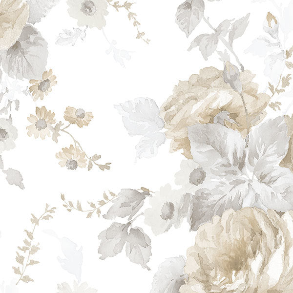 Brown Grey Floral Bouquet RG35723 Wallpaper