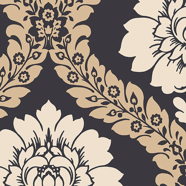 Black Cream Sharla Damask SH34520 Wallpaper