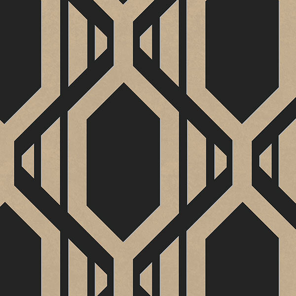 Black Gold Contemporary Trellis SH34549 Wallpaper