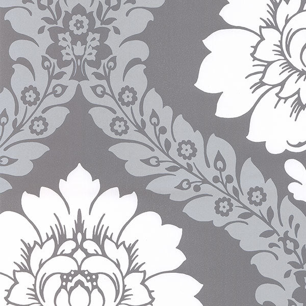 Gray Sharla Damask TU27124 Wallpaper