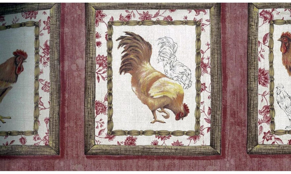 COUNTRY FARM ROOSTERS OR HENS Kitchen Wallpaper bordeR Wall | eBay