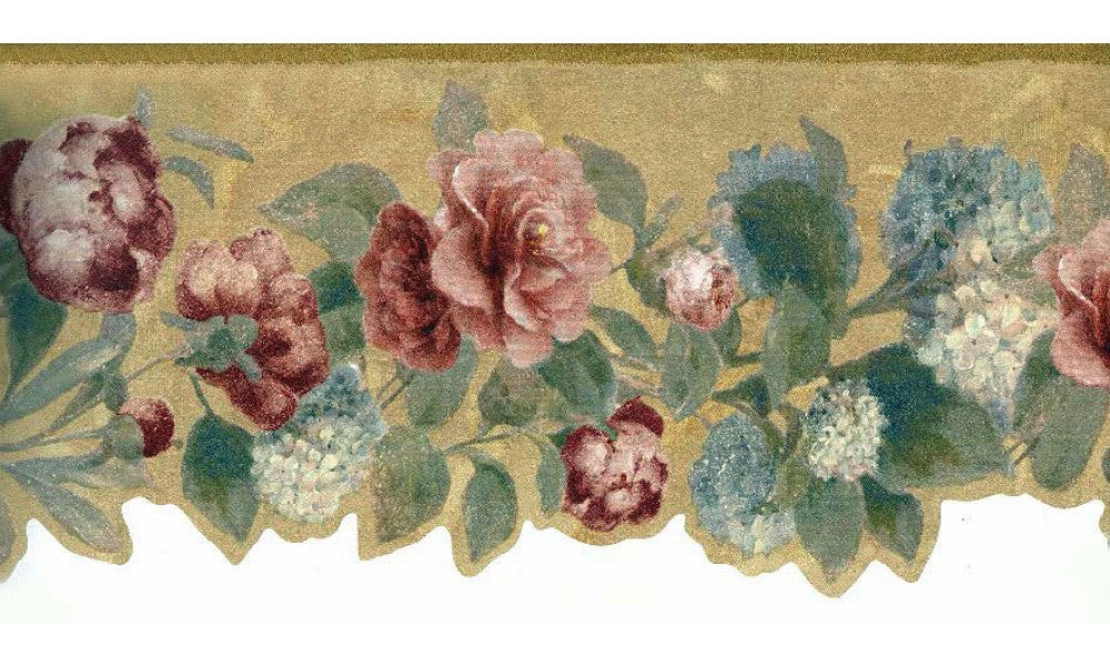 Brown Background Running Red Roses LB8501 Wallpaper Border