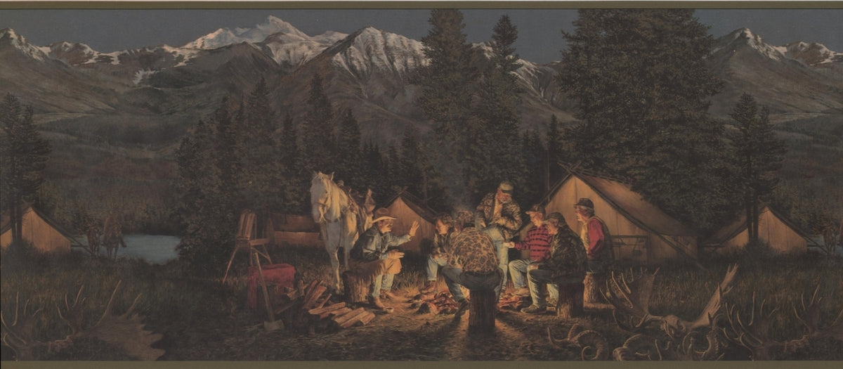 Mountain Night Camp Fire Horse ADV2003B Wallpaper Border