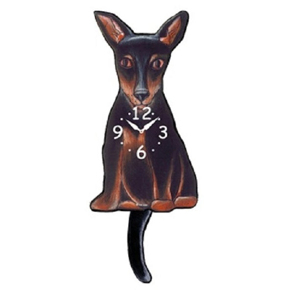 Miniature Pinscher Dog Wagging Pendulum Clock