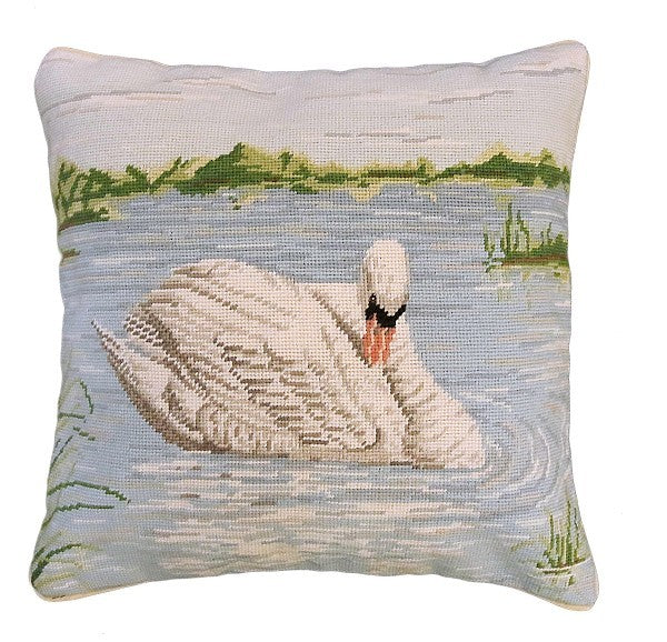 Swan in Lake Decorative Pillow