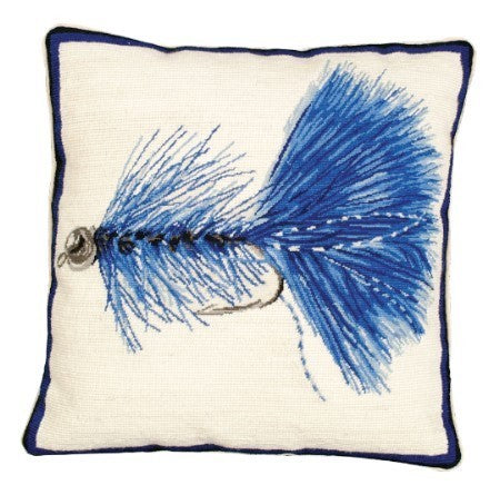 Blue Wooly Bugger Decorative Pillow