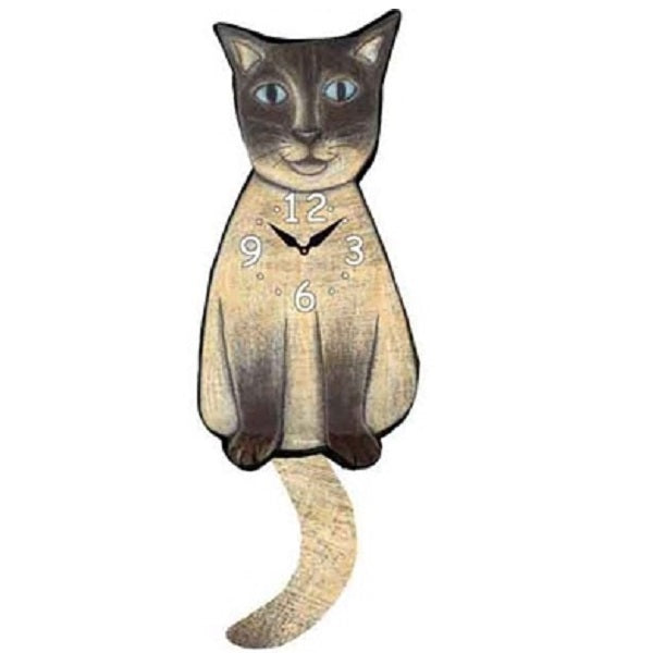 New Siamese Cat Wagging Pendulum Clock